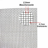 Edelstahl roh, Drahtgewebe MW 2,5 x 2,5mm, 0,7mm