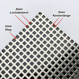 RESTPOSTEN EDELSTAHL LOCHBLECHE QG5-8 - 1,5 MM DICK - BEIDS. GESCHLIFFEN & FOLIERT
