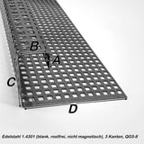 Edelstahl - Kiesfangleiste mit 3 Kanten - QG 5-8 - 1000mm lang